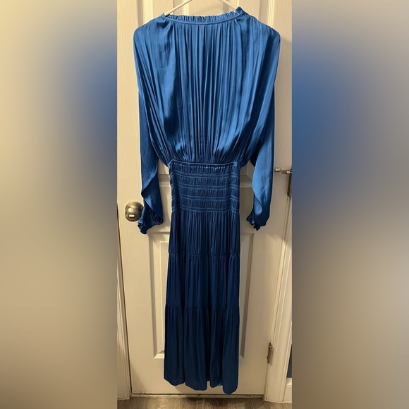 NWT -  Maje Satiny Maxi Dress Rovel Bleu - Size 36 - Picture 7 of 16